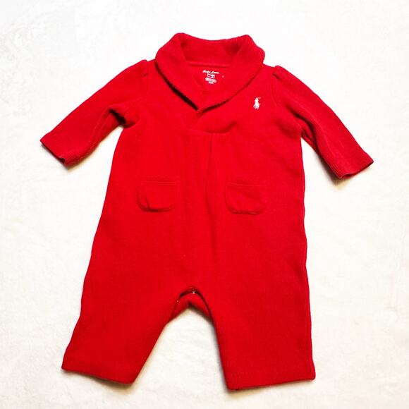 Ralph Lauren Sweater Romper sz 3 months Red Knit Romper - Picture 1 of 10